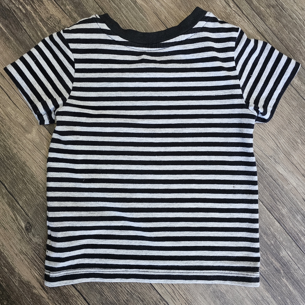 Cat & Jack Toddler Black & Grey Striped Tee Sz 12